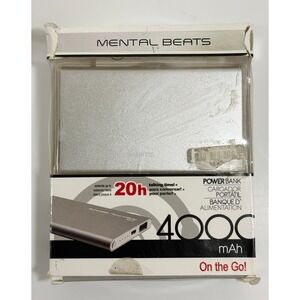 Mental Beats Power Bank Unisex OS Silver 4000mAh Portable Charger 20h Talk Time